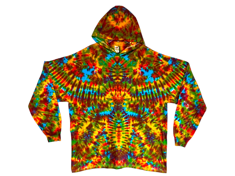tie dye hoodie long sleeve t shirt psychedelic  rainbow tribal blotter scrunch deadhead tie dye