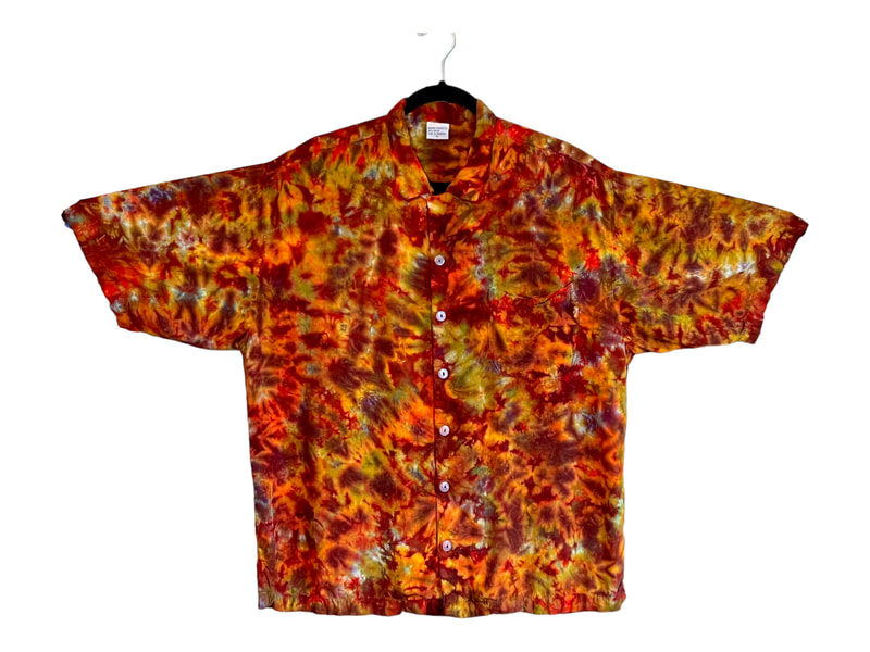 tie dye button down rayon shirt psychedelic small medium large XL 2X
