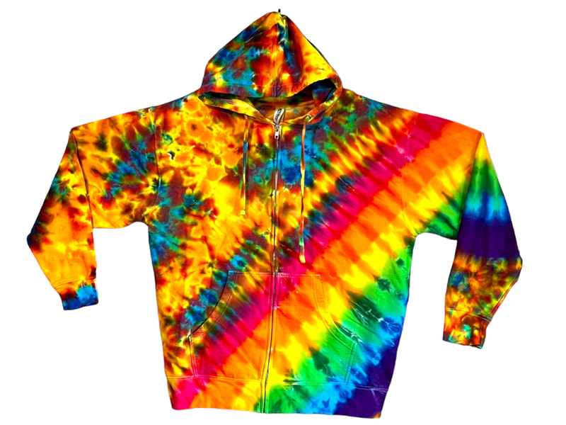 tie dye zip hoodie psychedelic pinwheel rainbow blotter scrunch 
